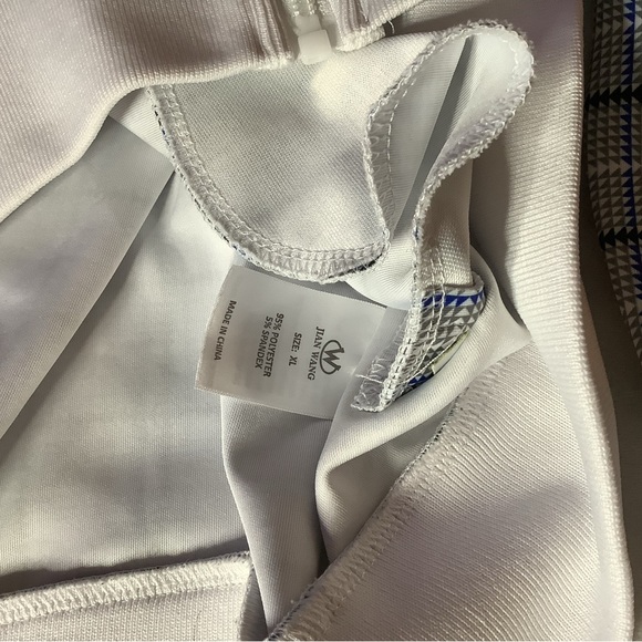 Jian Wang plaid full zip blue and white track jacket Men’s xLarge - Picture 5 of 6